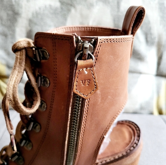 Vintage Foundry Co Odette Lace Up Mid Calf Peep Toe Boot Size 8 - Picture 11 of 16